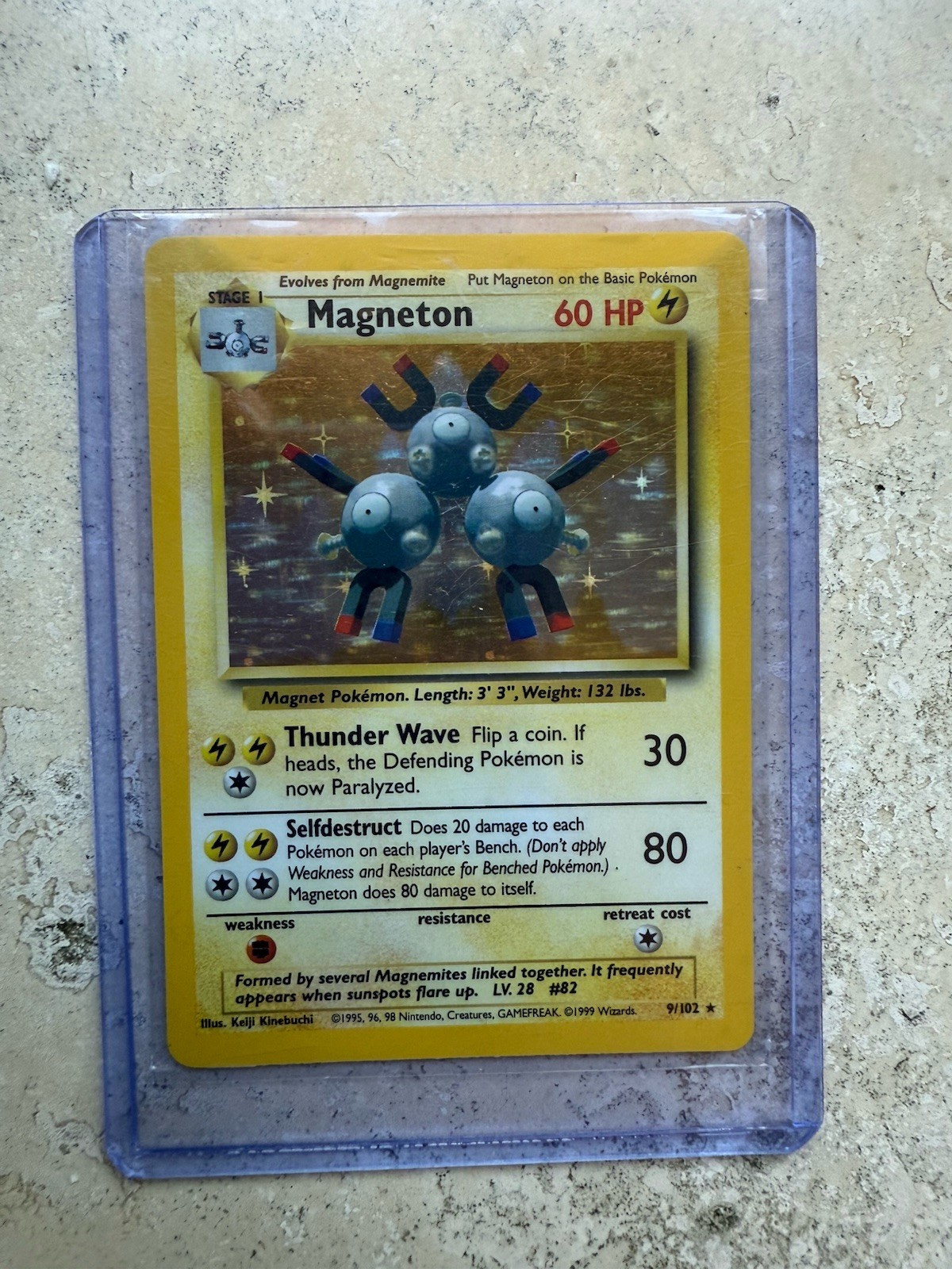 Magneton Pokemon TCG Card Base Set 9/102 Holo Rare LP Condition