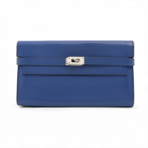 Hermès Kelly wallet long Veau Epsom Long Wallet Blue Silver Metal Fittings □P:20