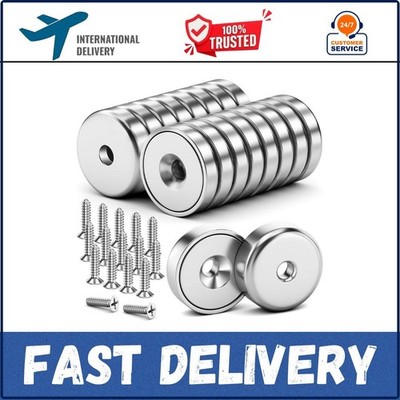 16Pack 40LBS Strong Magnets with Holes,Neodymium Round Cup Magnets with Screws