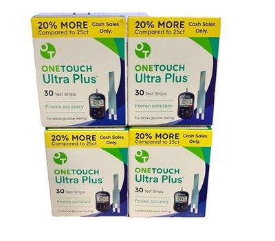 One Touch Ultra Plus Test Strips~120 Count~(4 X 30)~Exp~5/27~8/27~$33.99~FR SHIP