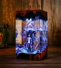 Sung Jinwoo and Beru Resin Lamp ver 2, Solo Leveling Diorama Epoxy Night Light