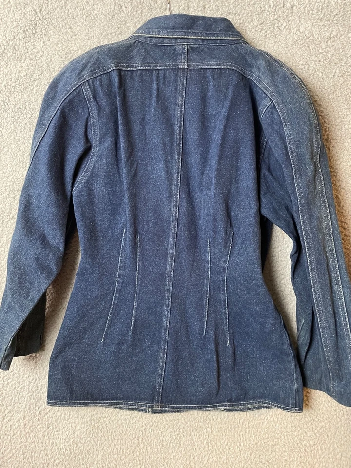 Chaqueta vaquera de colección Changes para mujer 6 azules bolsillos ajustados de un solo pecho años 70 Foto 4 de 4
