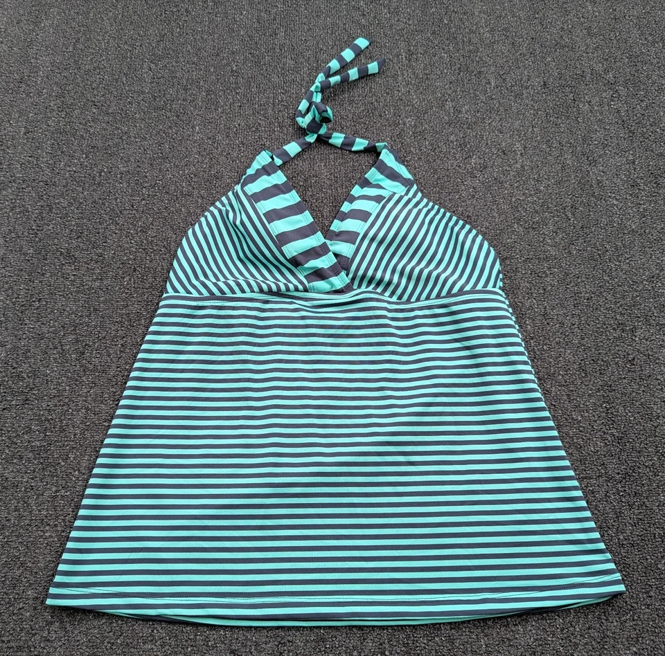 Conjunto de roupa de banho Mossimo biquíni listrado azul verde halter tankini maiô tamanho G - Imagem 2 de 4