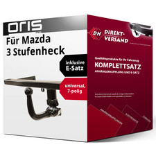 Anhängerkupplung abnehmbar + E-Satz 7pol universell für Mazda 3 Stufenheck 03-09