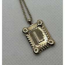 Gold Tone Initial Necklace Letter L Pendant Charm Chain Jewelry Women