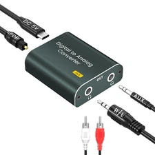 Digital to Analog Audio Converter,192kHz DAC Converter Digital Optical to Dua...