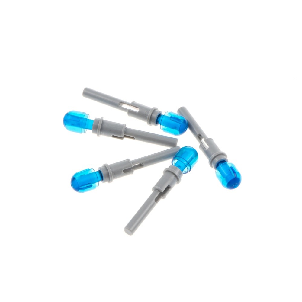 5x Lego Technic Pin 1/2 Rod 2L Light Gray Light Stone Cap Blue 58176 61184