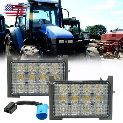60W LED Front Headlights For Ford New Holland Tractor TS90 TS100 TS110 82014422