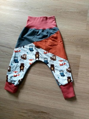 Mitwachs-Hose,Waldtiere,neu,Sweat,Handm,längere Bündchen,Kita,Freizeit,Gr.92-104