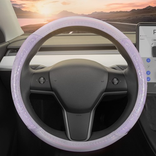 Purple Holo Bling Steering Wheel Cover, Standard 15 Inch Size Fits Most Vehic...