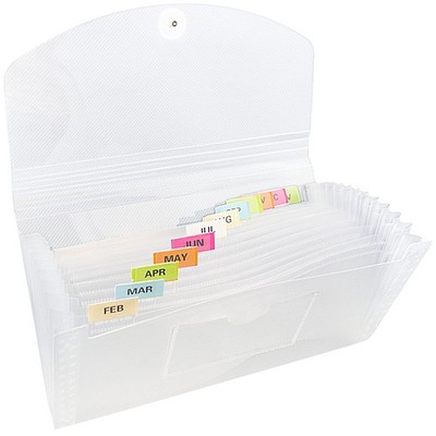 JAM PAPER Accordion Folders - 13 Pocket Plastic Expanding Check Size, Clear 