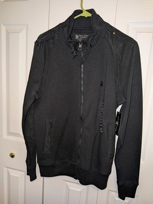 Marc Ecko Full Zip Jacket Stand-Up Collar Black Zipper Button Logo Men's Size M