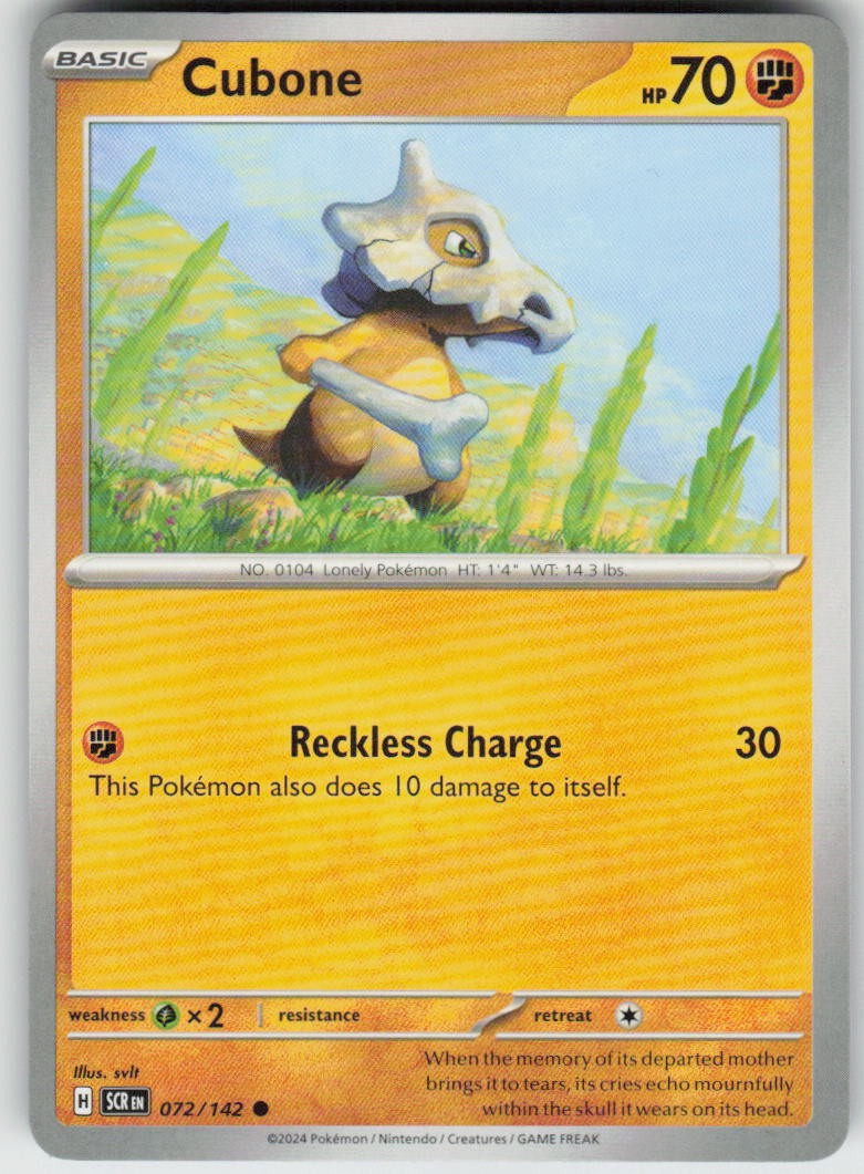 Cubone 72/142 Common Stellar Crown Pokemon Near Mint
