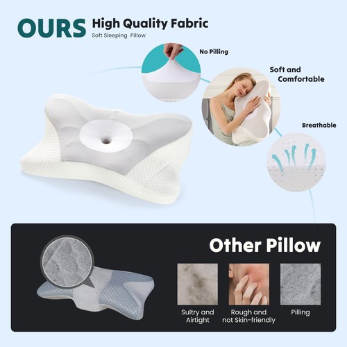 DUMOS Cuscino Collo Cervicale, Raffreddamento Queen Size (24"L x 14"W), Grigio Chiaro - Foto 2 di 8
