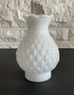 Vintage Quilted Scalloped White Milk Glass Lamp Chimney Shade For 3" Fitter