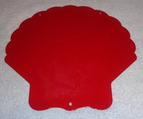 VINTAGE SUPER SHELL GASOLINE YELLOW 11 3/4" PORCELAIN METAL SERVICE STATION SIGN