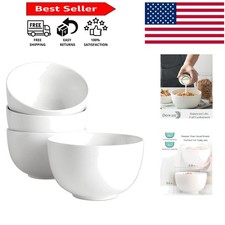 Elegant 5.8" Deep Ceramic Soup Bowls Set of 4 - 30oz Dishwasher Safe