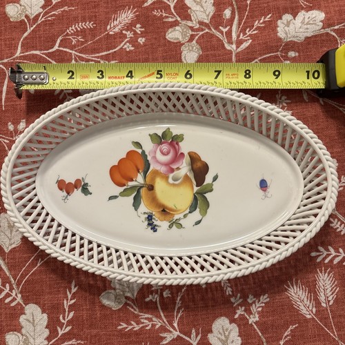 Herend Hungary Hand Painted Porcelain Basket Dish 10” Flawless - Picture 6 of 6