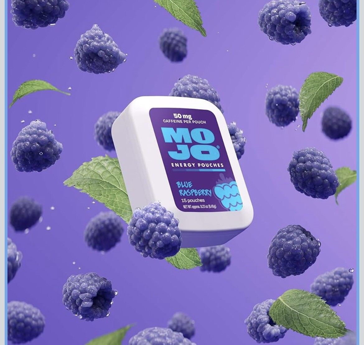 MOJO Energy Caffeine Pouches,Raspberry,mint,peach,tropical, 4 Packs ,4 Flavor