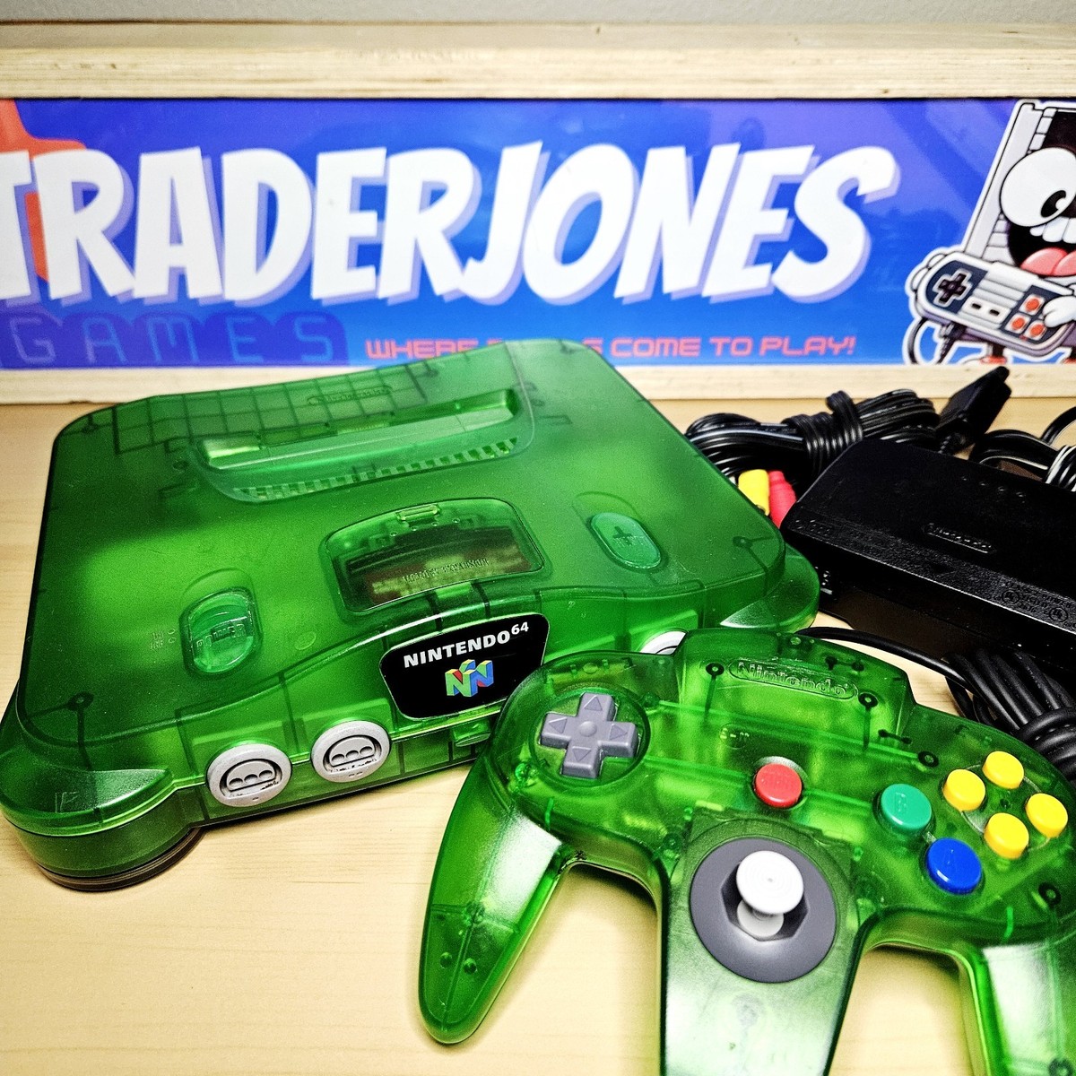 Funtastic Jungle Green Nintendo 64 System Tested Working with OEM