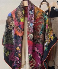 70 Cashmere 30 Silk Bandana Scarf 53'' garden Print Shawl Neckerchief wrap new