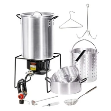 Barton Propane 30 Qt. Turkey and 10 Qt. Fish Fryer Boiler Steamer Set 37,000 BTU