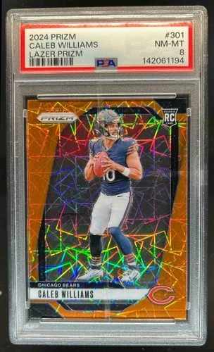 2024 Prizm Caleb Williams RC Lazer Rookie #301 Bears PSA 8