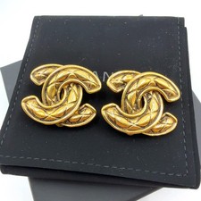Orecchini CHANEL 2459 CC COCO Mark Logos accessorio oro vintage autentico GIA...
