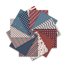 Whaline 12 Pcs Patriotic Cotton Fabric Bundles Vintage Plaid Stripe Star Fat ...