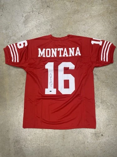 Joe Montana Signed Autographed Red/White Jersey Leaf COA Football Authenticity