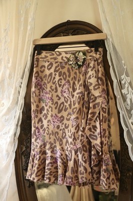 Vintage Y2K Rare Blumarine Leopard Violet Silk Skirt