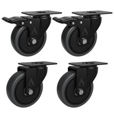 4x 100mm Rubber Swivel Castor Wheels 700KG Heavy Duty Trolley Caster Bolt UK