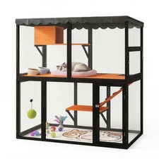 Wooden Catio Outdoor Cat Enclosure Large House Indoor 4 Tier Waterproof Cover