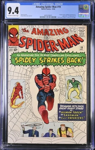 AMAZING SPIDER-MAN #19 CGC 9.4 OWW  HUMAN TORCH, SANDMAN APP CGC #4676258001