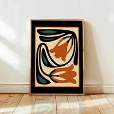 Retro Floral Wall Art Print Poster, Scandinav...