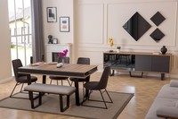 Esszimmer Set Esstisch 4х StüHle Bank Sideboard Essgruppe 3X Spiegel 10Tlg
