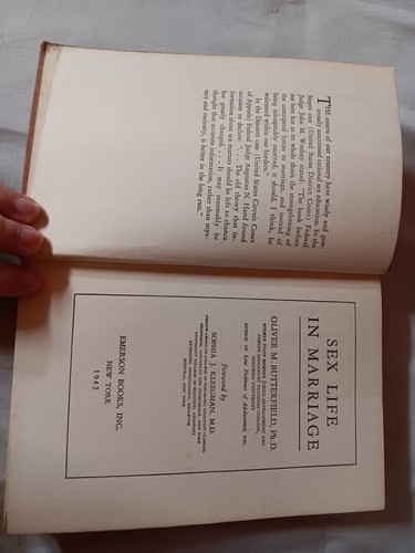 1942 Edition SEX LIFE IN MARRIAGE BOOK by Oliver Butterfield PHD Hardcover - Picture 6 of 8