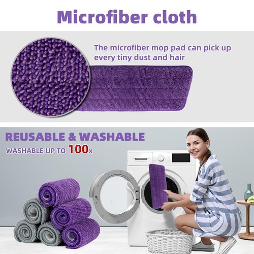 6 Pack Reusable Microfibe Mop Pads Mop Pads Refill Reusable Washable Microfib... - Picture 6 of 8