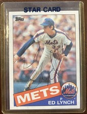 1985 Topps Ed Lynch #467 In Person On Card Auto Black Ink Mets Auto Vintage