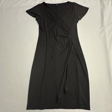 Talbots Dress Womens Medium M Block LBD Stretch Knee Length Ruched Faux Wrap