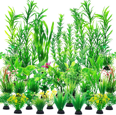 Cousduobe 30Pcs Fish Tank Accessories Aquarium Decorations Green Plants, Fish Ta