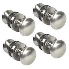 Satin Door Knob Modern Round Rose Door Knob Silver Door Handles 4 Pairs