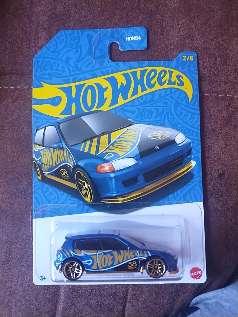 Hot Wheels 58th Anniversary Blue Gold Tampos '92 Honda Civic EG | eBay