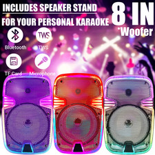 New Portable Bluetooth Speaker 8" SubWoofer Deep Bass Party Sound System w/Mic