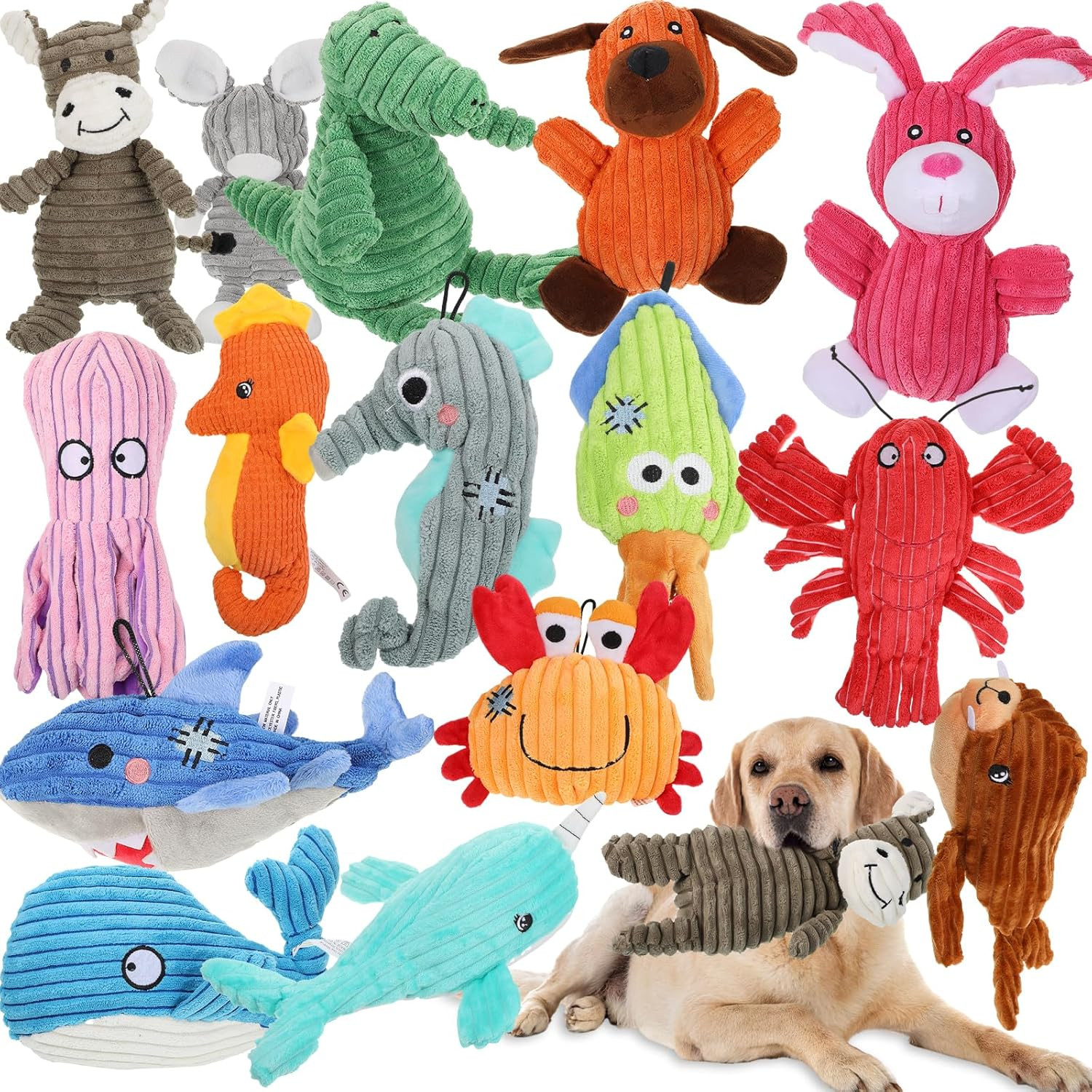 Bulk Plush Squeaky Stuffed Animals Assortment Value Dog T