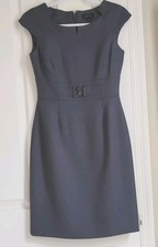 Tahari Notched Neck Gray Sheath Dress Cap Sleeve Size 2