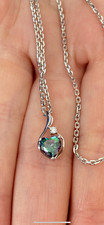 14ct white gold Mystic Topaz and Diamond pendant on silver chain