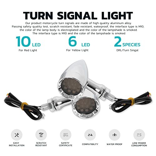  2pcs Black 15 LED Motorcycle Stop Brake Running Turn Chrome-Amber&Red Light - Picture 2 of 6