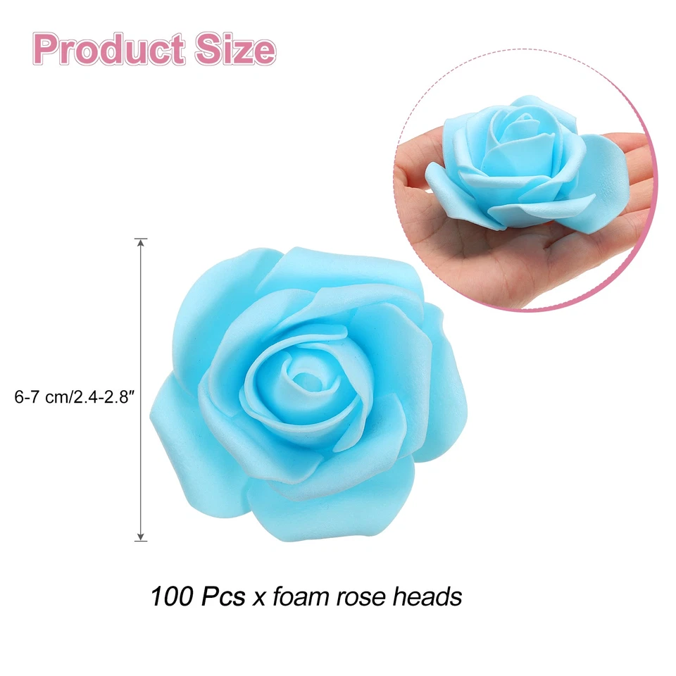 Cabezales de rosa de espuma 100 piezas 67 cm para accesorios artesanales hágalo usted mismo azul oscuro Foto 2 de 4