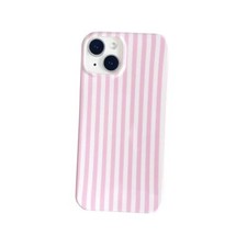 Striped Phone Case for,Cute Aesthetic Vertical Stripes iPhone 15 Pink and White